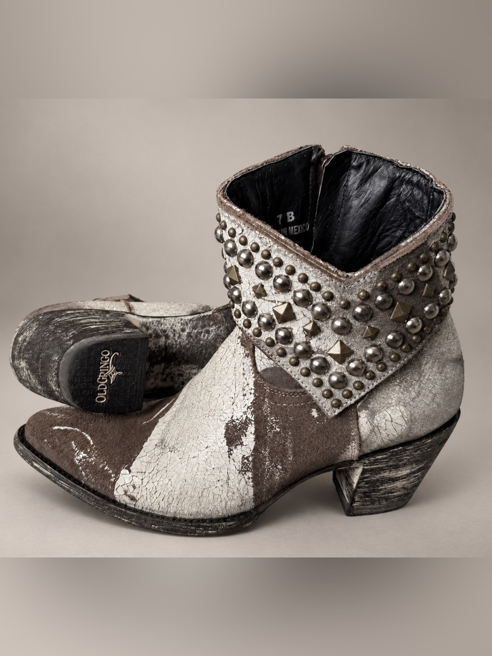 Rare Old Gringo Mini Belinda Metallic Studded Boots Size 7 Special Edition